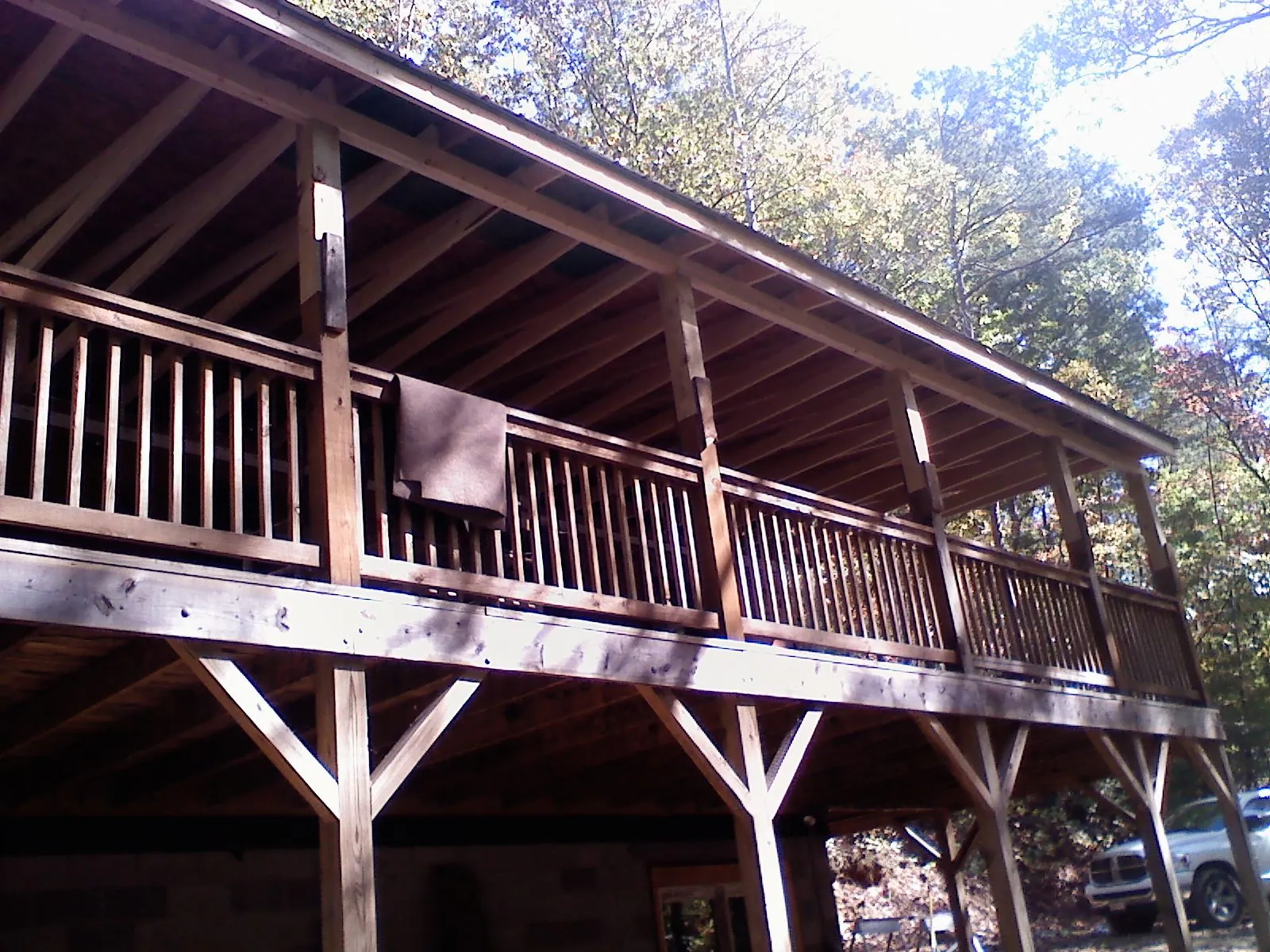 Timber framing under a new elevated porch and deck — Roof Leak Repair in Mellott by Roofing Brothers